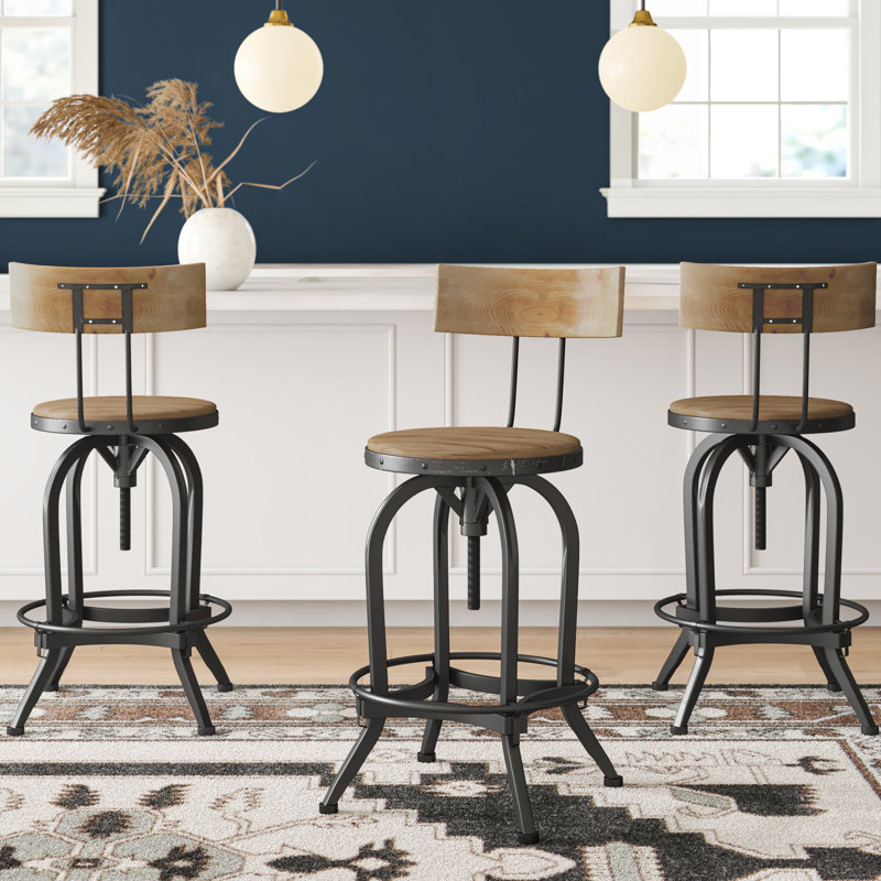 Nathan Swivel Adjustable Height Bar Stool & Reviews Joss & Main